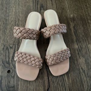 Tan braided heels